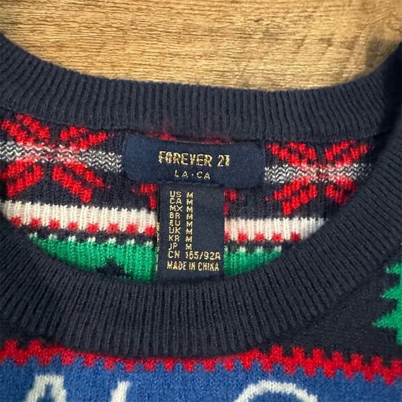 NEW FOREVER 21 Ugly Christmas Sweater "Snow Cool" Fair Isle Red Green Blue Soft - Picture 6 of 16